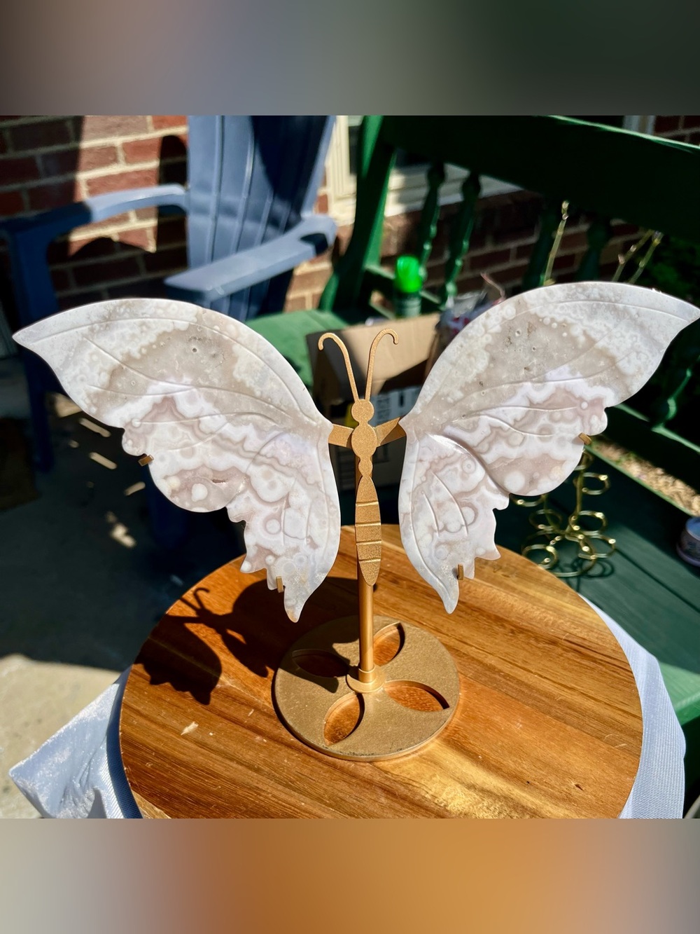 Druzy Flower Agate Butterfly wing display home accent decor